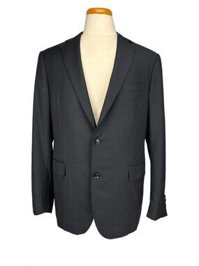 PAL ZILERI 100% Wool Two Button Black Blazer Made In Italy EU 56R US 46R
